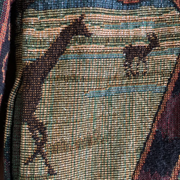 VTG It’s In The Bag Unge- Potch-Ket African Safari Animals Tapestry Blazer - Picture 9 of 11